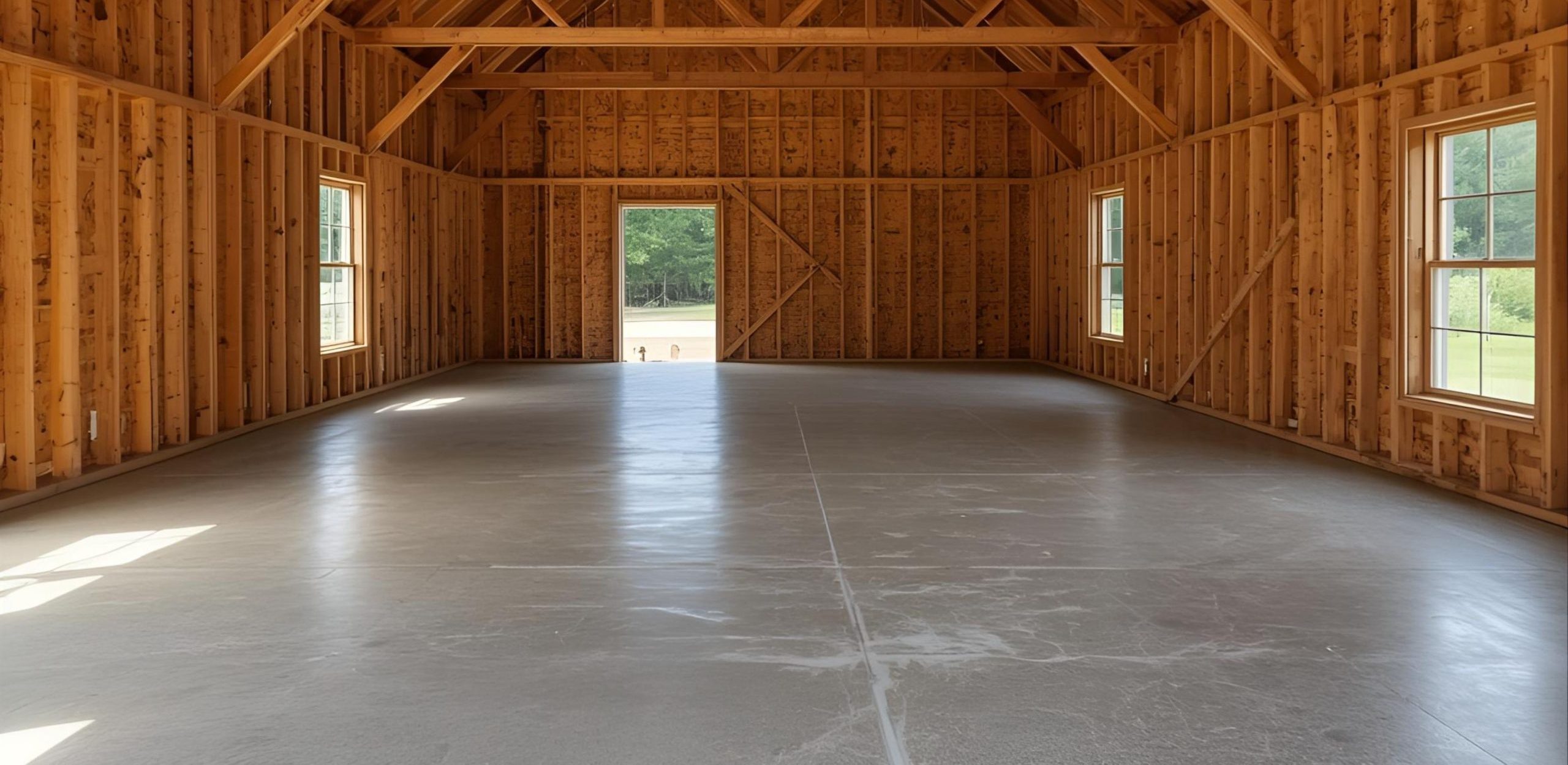 Freshly poured barn concrete floor in Leesburg, VA by Alpha Le Concrete